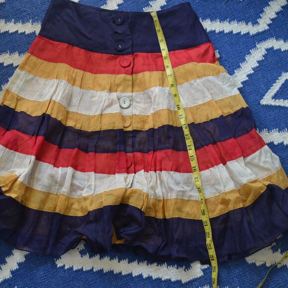 NWT Anthropologie Edme & Esyllte Button Front Striped Skirt 100% Cotton 4 - Picture 8 of 10
